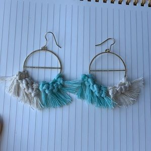 Handmade Macrame Earrings - Two Toned & Brass